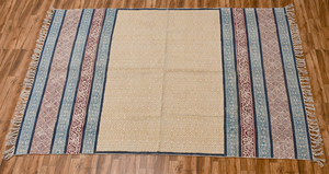 Tapis géométrique en coton imprimé à la main, tissé à la main, style bohème, écologique, adapté aux animaux domestiques, pour salon et chambre à coucher - Product Image 4
