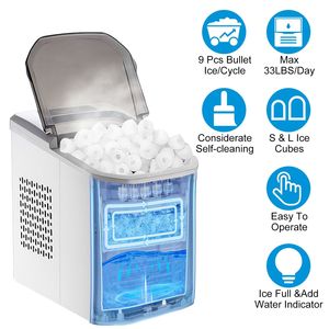 Macchina per il ghiaccio elettrica da 33 libbre/24 ore, con funzione autopulente, da banco, con cestello e paletta, Smart Barware - Product Image 1