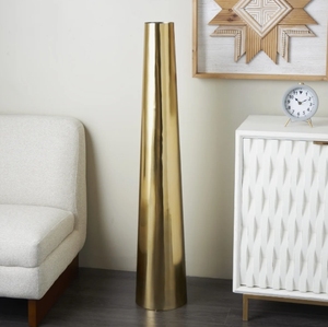 Jarrón de Piso Grande de Metal Dorado - Jarrón Decorativo Cónico Alto para Sala de Estar Moderna y Lujosa, Decoración de Interiores para el Hogar - Product Image 3