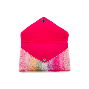 Bolso de Mano Tipo Clutch Boho Chic para la Noche, Color Verde, Bordado a Mano, Estilo Sobre, con Cristales y Pedrería, Venta al Por Mayor - Product Image 4