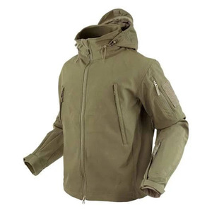 Men's <b>Hooded</b> <b>Fleece</b> <b>Jacket</b> Windproof Zipper Closure Workwear Style Olive Green Regular Fit Autumn Wear - Product Image 1