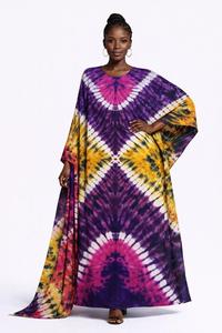 Women Tie Dye <b>Kaftan</b> Dress Bohemian Loose Fit Long <b>Beach</b> Cover Up Vacation Loungewear - Product Image 5