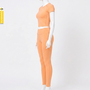 SAMAVIA Custom Women Yoga Sets Fitness Women High Quality <b>Crop</b> <b>Top</b> High Waist Leggings 2 Piece Fitness Workout Sportswear - Product Image 3