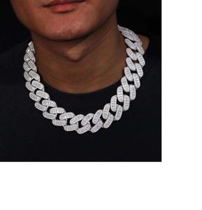 Collar de Cadena Cubana con Incrustaciones de Moissanita, Joyería Hip Hop, Pieza de Lujo con Diamantes para Hombre - Product Image 1