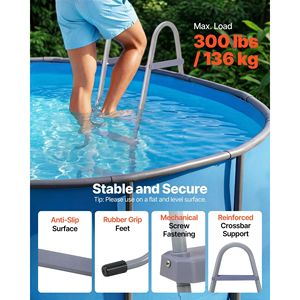 Scala a 2 gradini in acciaio a forma di A per piscina fuori terra con parete alta 33 pollici, capacità di carico 300 libbre, gradini per ingresso/uscita - Product Image 3