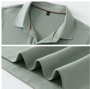 Polo de golf à manches longues en coton et élasthanne ultra-doux, style décontracté pour homme, avec logo brodé, confort satiné, automne/hiver - Product Image 6