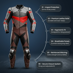 Traje de Motociclismo de Cuero de Alta Calidad con Protección CE, Traje de Motociclista Personalizado, Proveedor OEM ODM - Product Image 3