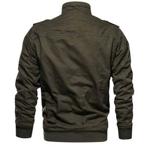 Blouson bomber noir uni décontracté d'hiver doublé polaire à col montant zippé, vêtement de travail tactique, vêtement d'extérieur - Product Image 3