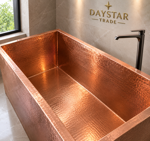 อ่างอาบน้ำทองแดงแบบตั้งพื้น Daystar Trade รุ่นพรีเมียม สไตล์รัสติก อ่างแช่ตัว ดีไซน์ทันสมัย แข็งแรงทนทาน สำหรับผู้ใหญ่ รูปทรงไม่สมมาตร - Product Image 2