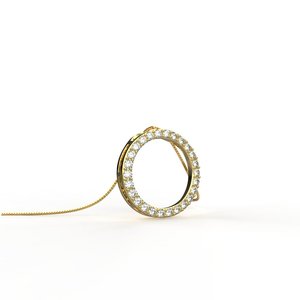 Colgante de Diamante en Oro Amarillo con Piedra Redonda de Corte Brillante, Estilo Clásico, Joyería Unisex - Product Image 2