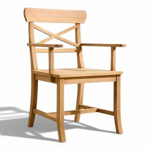 Silla de Comedor de Madera de Teca Indonesia con Respaldo Cruzado, Silla de Madera Maciza de Lujo, Impermeable y Ecológica para Patio, Terraza y Jardín - Product Image 1