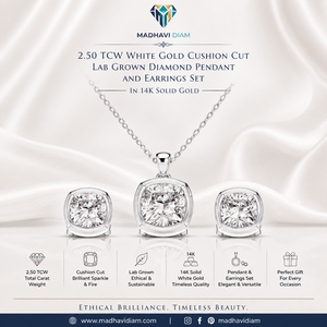 Parure de luxe certifiée IGI en or rose 18 carats massif avec diamants de laboratoire taille Asscher 2,50 carats au total, comprenant un pendentif et des boucles d'oreilles clous serties - Product Image 1