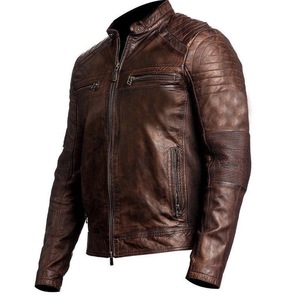 Chaqueta de Cuero Auténtico para Hombre, Estilo Café Racer, Marrón Vintage, Estilo Retro, Cortavientos, Personalizada, Impermeable y Transpirable - Product Image 5