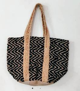Fashionable Braided Jute Cotton Bohemian Chindi Beach Tote <b>Bags</b> <b>Large</b> Shopping <b>Bags</b> with Custom Logo best for shopping <b>bags</b> - Product Image 2