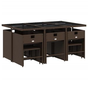 Juego de 10 Muebles de Comedor para Patio de Ratán PE Marrón, Diseño Plegable Grande - Product Image 3