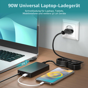 อะแดปเตอร์ชาร์จแล็ปท็อปอเนกประสงค์ 90W สำหรับ HP Dell Lenovo Acer <span class=keywords><strong>Asus</strong></span> Samsung Chromebook Sony Fujitsu Toshiba พร้อมพอร์ต USB 5V 2A และหัวต่อ 18 แบบ - Product Image 3
