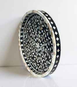 ถาดฝังมุก ถาดใส่เครื่องประดับมุก รูปทรงกลม ทำจากไม้และฝังมุก - Product Image 4