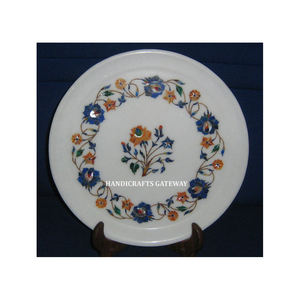 Plaque de sculpture en marbre blanc naturel de forme ronde, faite à la main, design unique, qualité supérieure, utilisée pour la décoration de cuisine et de mariage - Product Image 4