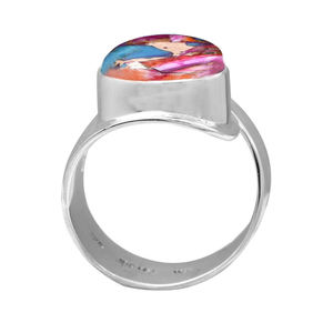 Bague ajustable tendance en argent sterling 925 avec dahlia orange naturelle, cuivre et turquoise, bijoux bohèmes Navajo faits à la main, cadeau en pierres précieuses - Product Image 4