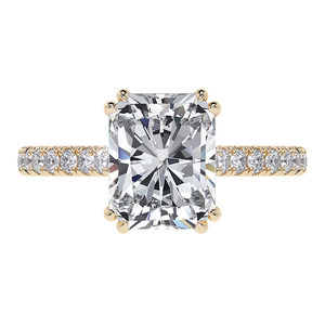 Bague de fiançailles en or massif 18 carats avec diamant de laboratoire, taille radiant, design halo, certifiée IGI, pour femmes et jeunes filles - Product Image 1