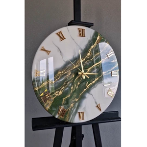 Awesome Resin <b>Digital</b> Wall <b>Clock</b> with Glittery Brass Work Modern Design Quartz Movement 15mm Thick Plate Office Use - Product Image 1