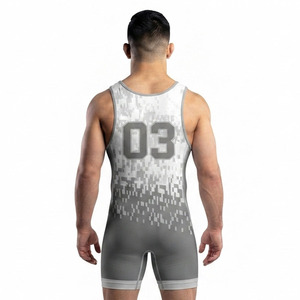 Combinaison de lutte pour hommes, une pièce, sans manches, compression, combinaison de lutte pour hommes, compression - Product Image 2