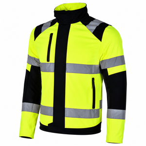 Chaqueta de Seguridad de Alta Visibilidad, Amarilla y Negra con Rayas Reflectantes, Cierre Completo, Clase 2, Impermeable, con Luz LED Intermitente, Marca Personalizada - Product Image 1