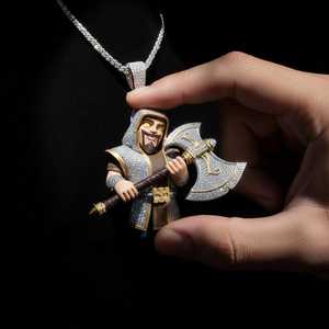 จี้โมอิสซาไนต์ลายการ์ตูนนักรบผู้ชาย ประดับเพชร สไตล์ฮิปฮอป ของขวัญสำหรับงานปาร์ตี้ เงินแท้ 925 เครื่องประดับจี้และชาร์ม - Product Image 6