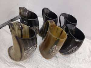 Taza de Café de Cuerno Pulido de Alta Calidad con Base de Resina, Diseño Vikingo, Forma Natural, para Artesanía Sheeri - Product Image 2