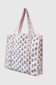 Sac fourre-tout bohème en coton avec imprimé cactus rose, ouvert en dessus, sac de shopping pour femme, utilisable toutes saisons - Product Image 6