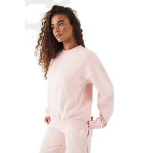 Sweat-shirt oversize pour femme, col rond, manches longues, 100% coton, hiver, avec logo personnalisable sur le devant - Product Image 1