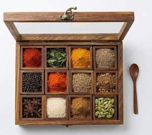 Wood Spice <b>Box</b> Organizer 12 Compartments Handmade Rustic Kitchen <b>Herb</b> Storage Container Durable Natural Wood Masala Spice Tools - Product Image 3