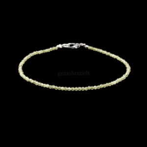 Pulsera de peridoto natural con cuentas microfacetadas, pulsera de piedras preciosas de peridoto redondas para mujer, joyería de cristal curativa hecha a mano al por mayor. - Product Image 2