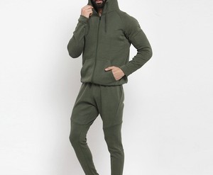 Services OEM en gros RAPID SPORTS Ensemble de survêtement de yoga deux pièces en polaire à capuche pour homme, haut court à manches longues, effet push-up fessier, uni ou imprimé - Product Image 1