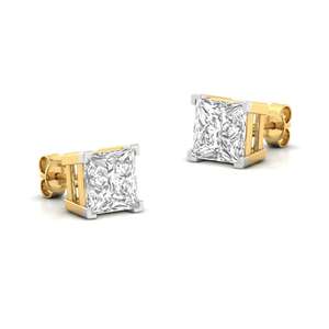Pendientes Solitarios de Diamante Cultivado en Laboratorio CVD de Corte Princesa de 0.785ct, Elegancia Regal, Chapados en Oro de 10K, Joyería de Moda para Regalo de Boda - Product Image 1