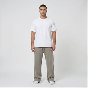 Pantalones de chándal de algodón de peso pesado lavado Vintage de gran tamaño pantalones de chándal de pierna ancha personalizados de talla grande pantalones de chándal de lavado de piedra para hombres - Product Image 1