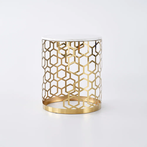 Innovative Etching Design Round Side <b>Tables</b> Gold Plated Metal <b>Sofa</b> <b>End</b> <b>Table</b> for Living Room, Drawing Room, Office India Sale - Product Image 3
