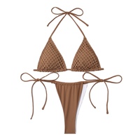 Koop groothandel hoogwaardige op maat gemaakte milieuvriendelijke ademende beugelbeha's van spandex/nylon, rugloze 2-delige thongs dames bikini 180g