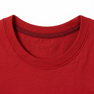 T-shirt en coton rouge uni à col rond et manches courtes pour homme, coupe classique, décontracté, en jersey tricoté, teinture unie, design vierge - Product Image 4