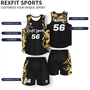 ชุดบาสเก็ตบอล Rexfit Sports แบบพิมพ์ลาย Sublimated คอวี แขนกุด แบบกลับด้านได้ 2-in-1 ชุดยูนิฟอร์มสำหรับผู้ใหญ่ แบบ Unisex - Product Image 6