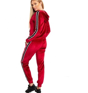 Survêtement unisexe en velours à rayures latérales meilleur tissu fait de vêtements de sport à la mode hiver épais personnalisable ensemble de logos adultes - Product Image 3