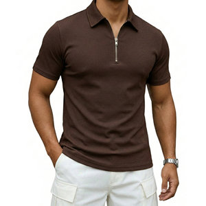 Customizable Men's Zip <b>Ribbed</b> <b>Polo</b> Shirts High Quality Short Sleeve Slim Fit Muscle Knitted Wholesale Price Fashion <b>Polo</b> Shirts - Product Image 1