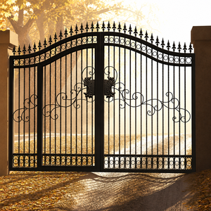 Luxury Custom Wrought Iron Garden Gates Decorative Double Swing Metal Driveway Entrance Gate for Villa and Residential Homes - Product Image 1