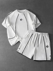 Ensemble de T-shirts en coton noir pour homme, imprimé lettres blanches, col rond, léger, sportif, décontracté, tenue d'été respirante en maille - Product Image 5