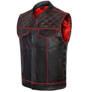 Chaleco de Motocicleta de Invierno 2026, Chaleco de Cuero Vacuno Genuino de Grado A, Personalizado, para Hombre - Product Image 4