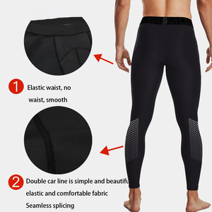 Leggings de Compresión Negros para Hombre, Cintura Elástica, Transpirables, Ligeros, de Spandex y Poliéster, Ajuste Deportivo, Pantalones para Entrenamiento de Verano - Product Image 6