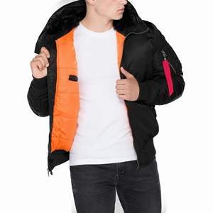 Blouson aviateur rétro d'hiver de qualité supérieure personnalisé pour homme, en nylon épais avec fermeture éclair, style classique de pilote - Product Image 2