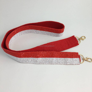 Cajuns-Correa para bolso con cuentas, correa para el hombro roja y blanca, correa para bolso personalizada, accesorio cruzado bordado, Asa ajustable para el día del juego - Product Image 3