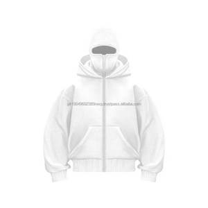 Sweat à capuche avec masque intégral de style ninja pour homme, couleur contrastée, style urbain, avec un design de double chapeau personnalisé - Product Image 5