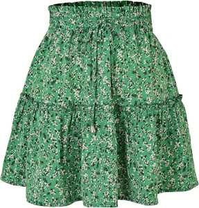 Falda de Algodón para Mujer, Corte en A, Cintura Alta, Diseño Elegante, Ligera, Estampada o de Color Sólido, Precio Económico - Product Image 1